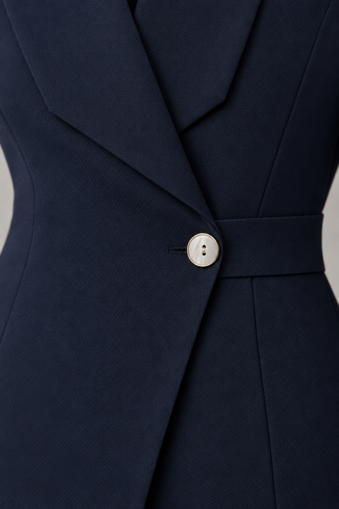 Suit – Women's Business Suit with Wide-Leg Trousers — Navy