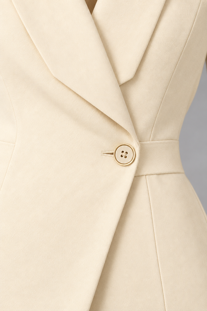 Suit – Women's Business Suit with Wide-Leg Trousers — Beige