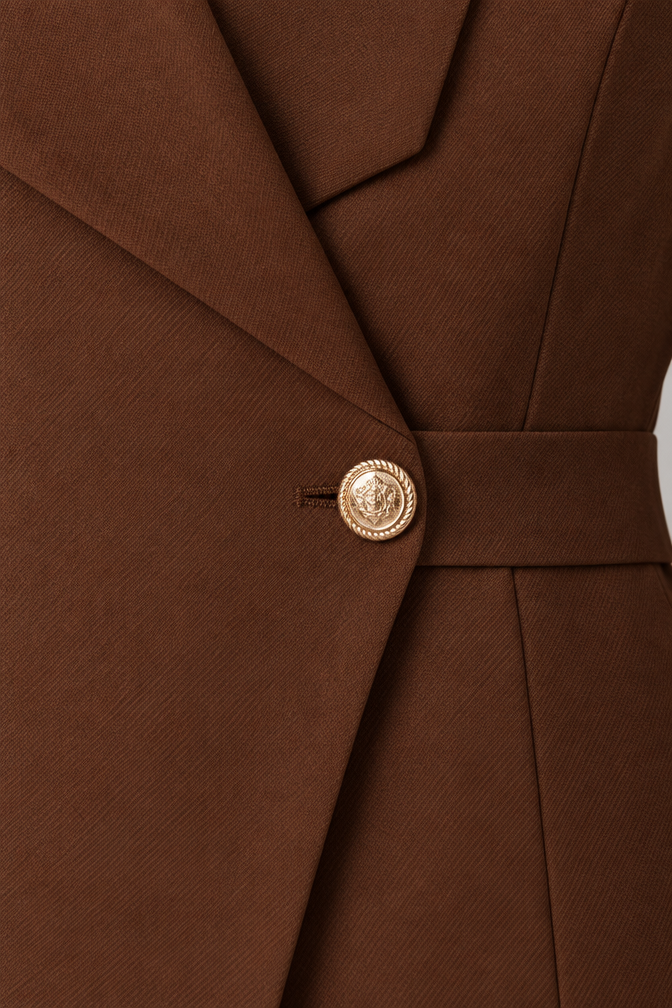 Suit – Women's Business Suit with Wide-Leg Trousers — Brown