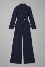 Suit – Women's Business Suit with Wide-Leg Trousers — Navy