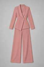 Suit – Women's Business Suit with Wide-Leg Trousers — Pink
