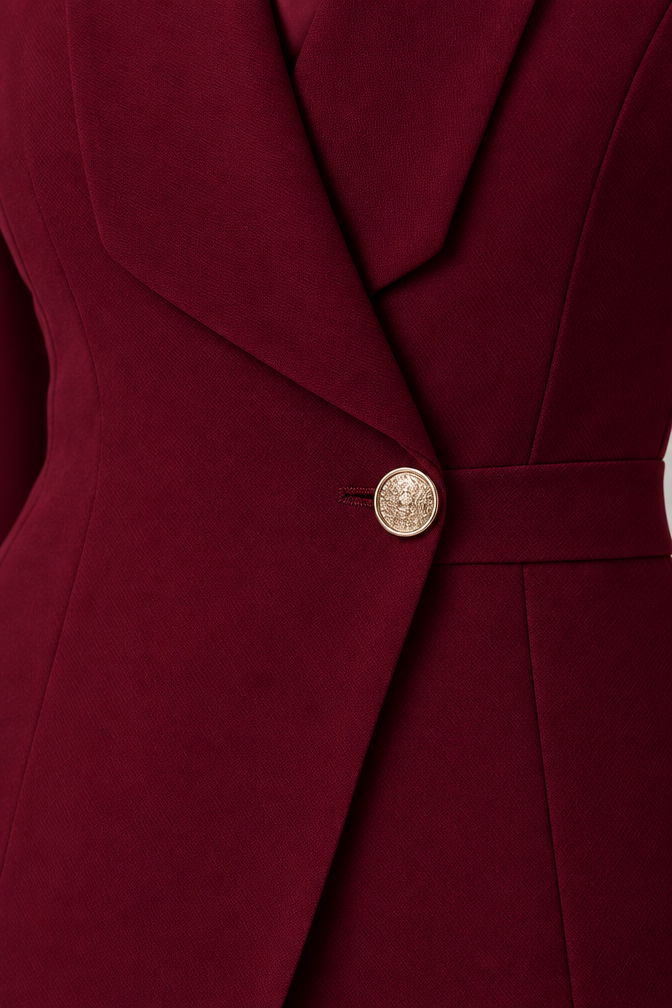 Suit – Women's Business Suit with Wide-Leg Trousers — Dark red