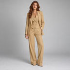 Avery – Women's Three-Piece Coat Suit Set — Beige