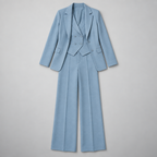 Avery – Women's Three-Piece Coat Suit Set — Light Blue