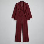 Avery – Women's Three-Piece Coat Suit Set — Burgundy