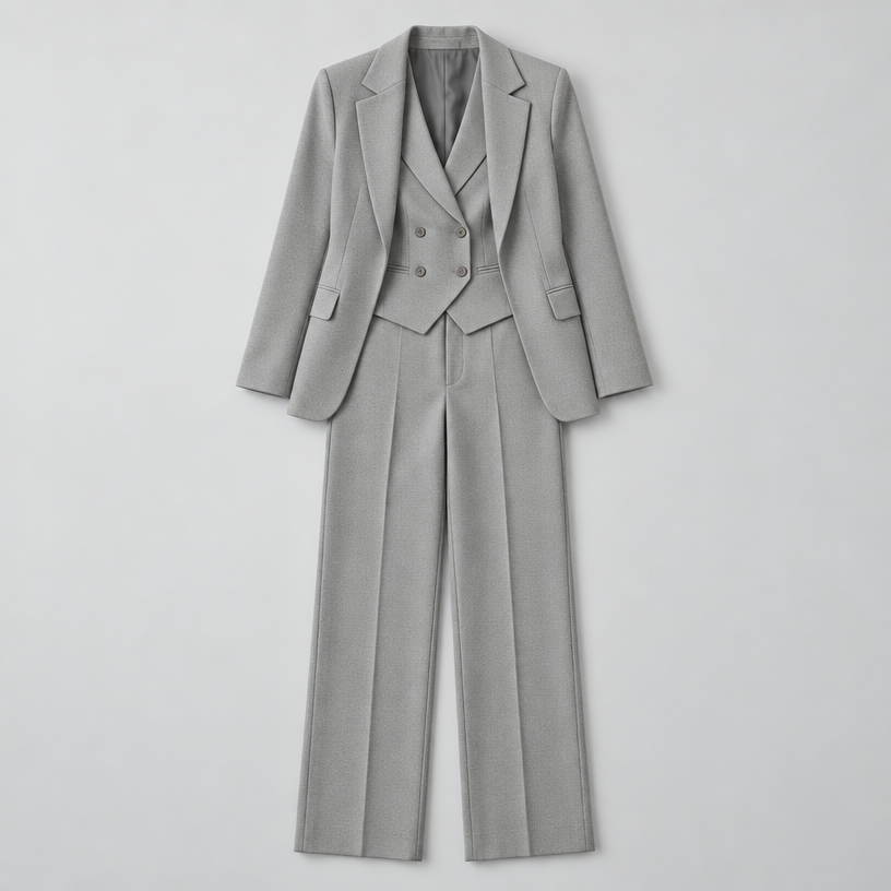 Avery – Women's Three-Piece Coat Suit Set — Grey