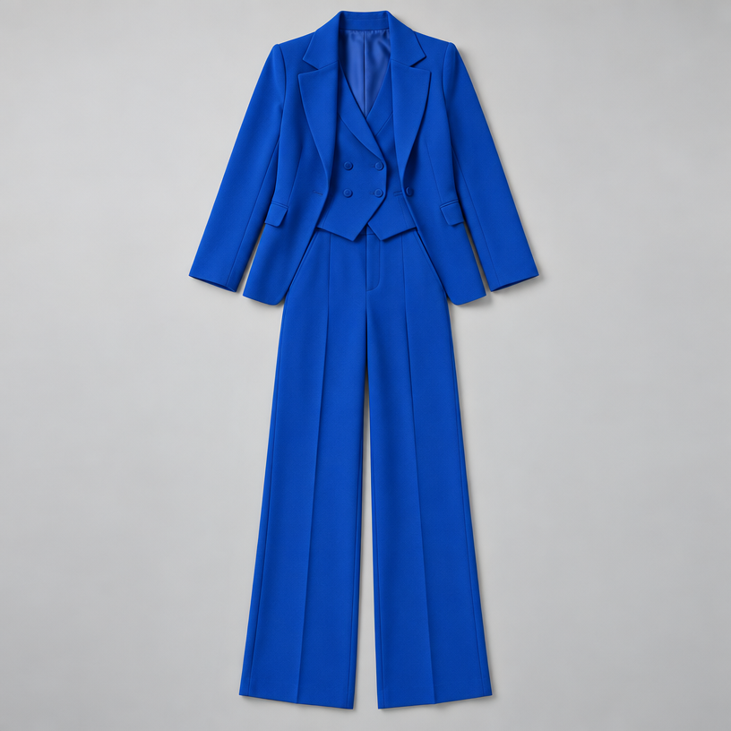 Avery – Women's Three-Piece Coat Suit Set — Blue