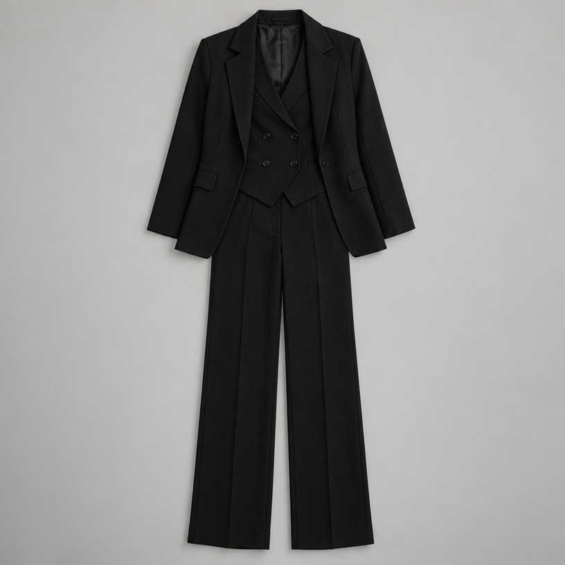 Avery – Women's Three-Piece Coat Suit Set — Black