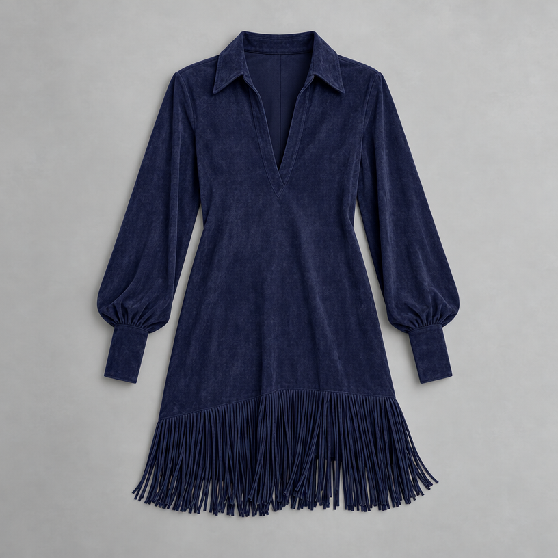 Mini Dress – Tassel Relaxed Fit — Navy Blue