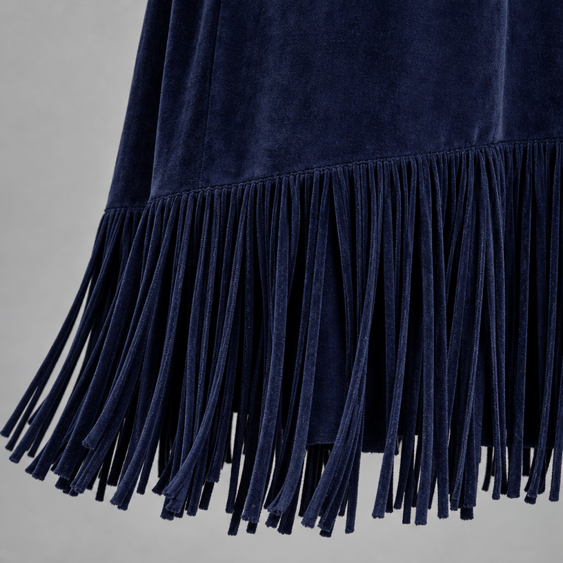 Mini Dress – Tassel Relaxed Fit — Navy Blue