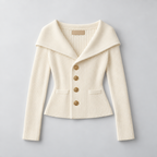 Cardigan – Ribbed Knit Cardigan Sweater with Wide Collar — White