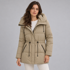 Padded Hooded Jacket – Mid-Length Winter Jacket — Khaki