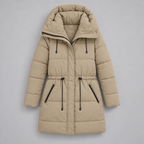 Padded Hooded Jacket – Mid-Length Winter Jacket — Khaki