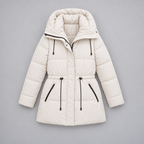 Padded Hooded Jacket – Mid-Length Winter Jacket — Beige