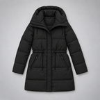 Padded Hooded Jacket – Mid-Length Winter Jacket — Black