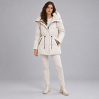 Padded Hooded Jacket – Mid-Length Winter Jacket — Beige