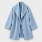Women's Wool Coat – Draped Shawl Collar — Blue