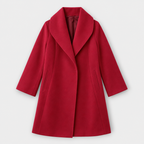 Women's Wool Coat – Draped Shawl Collar — Red