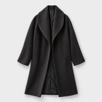 Women's Wool Coat – Draped Shawl Collar — Black