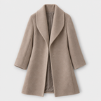 Women's Wool Coat – Draped Shawl Collar — Brown
