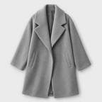 Women's Wool Coat – Draped Shawl Collar — Grey