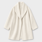 Women's Wool Coat – Draped Shawl Collar — White