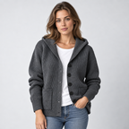 Cardigan – Hooded Knit Cardigan Sweater — Stone Gray