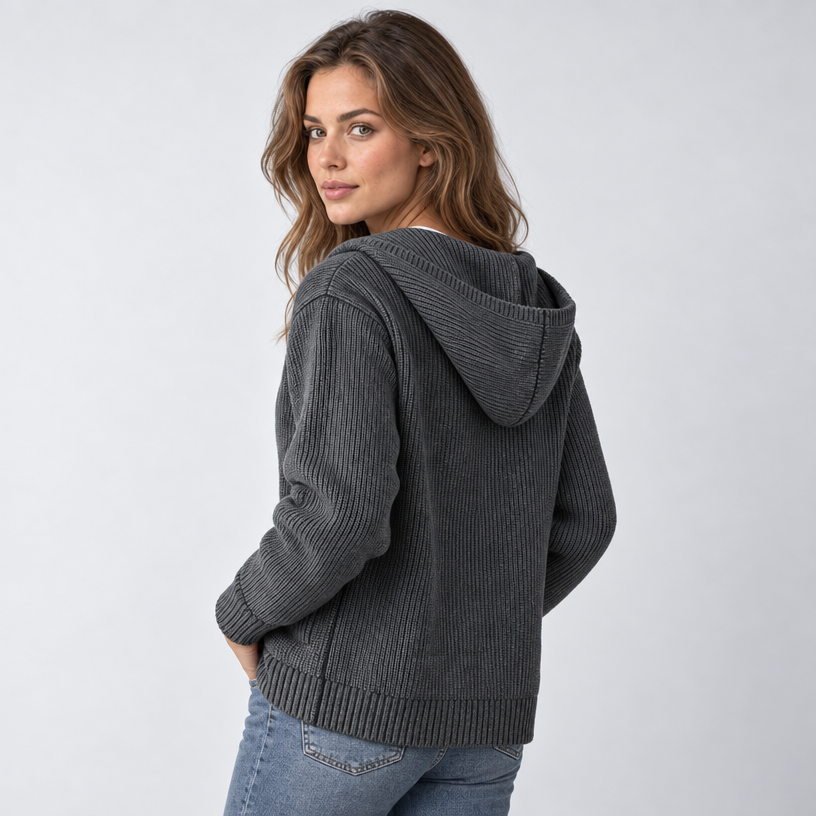 Cardigan – Hooded Knit Cardigan Sweater — Stone Gray