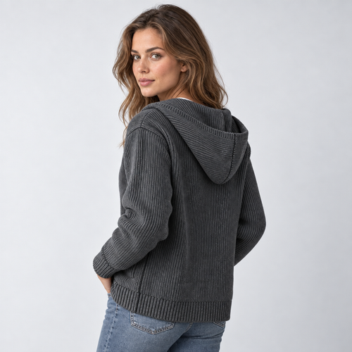 Cardigan – Hooded Knit Cardigan Sweater — Stone Gray