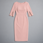Midi Dress – Women's Split Sleeve Fitted Midi Dress — Pink