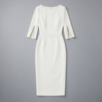 Midi Dress – Women's Split Sleeve Fitted Midi Dress — White