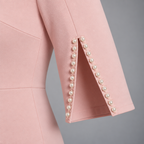 Midi Dress – Women's Split Sleeve Fitted Midi Dress — Pink