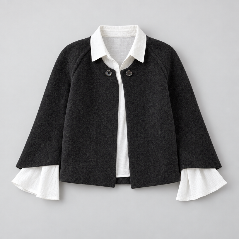 Jacket – Women's Cropped Oversized Jacket — Black