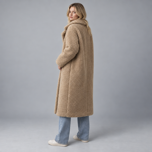 Arden – Women's Long Teddy Coat — Oat