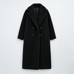 Arden – Women's Long Teddy Coat — Black