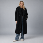 Arden – Women's Long Teddy Coat — Black