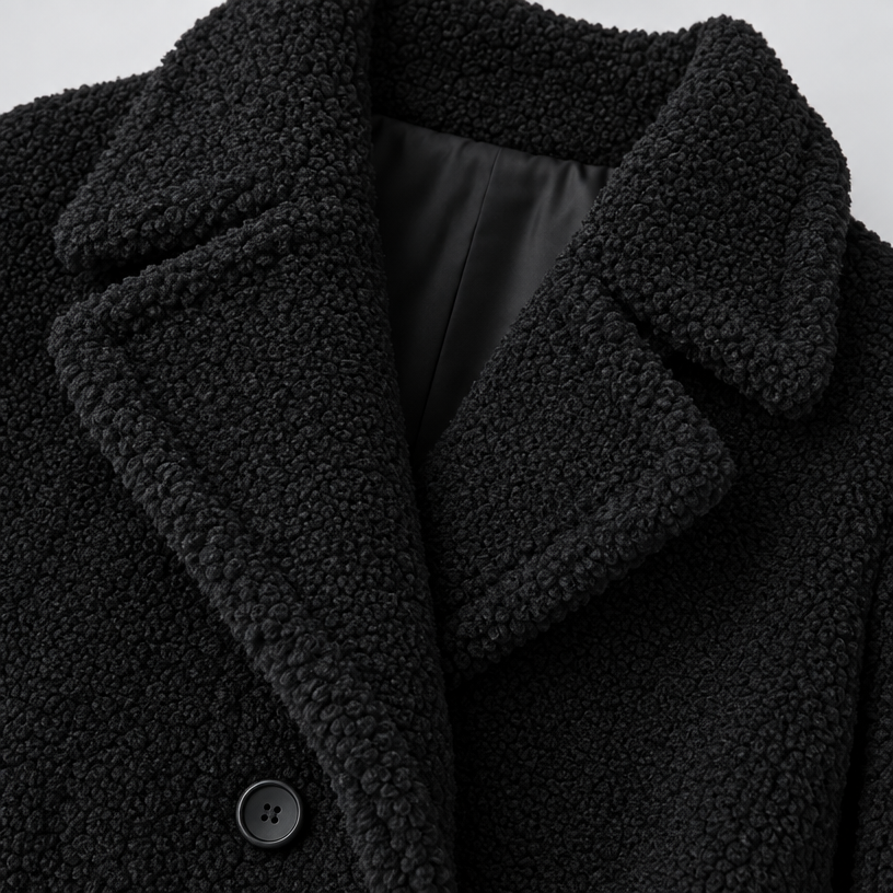 Arden – Women's Long Teddy Coat — Black