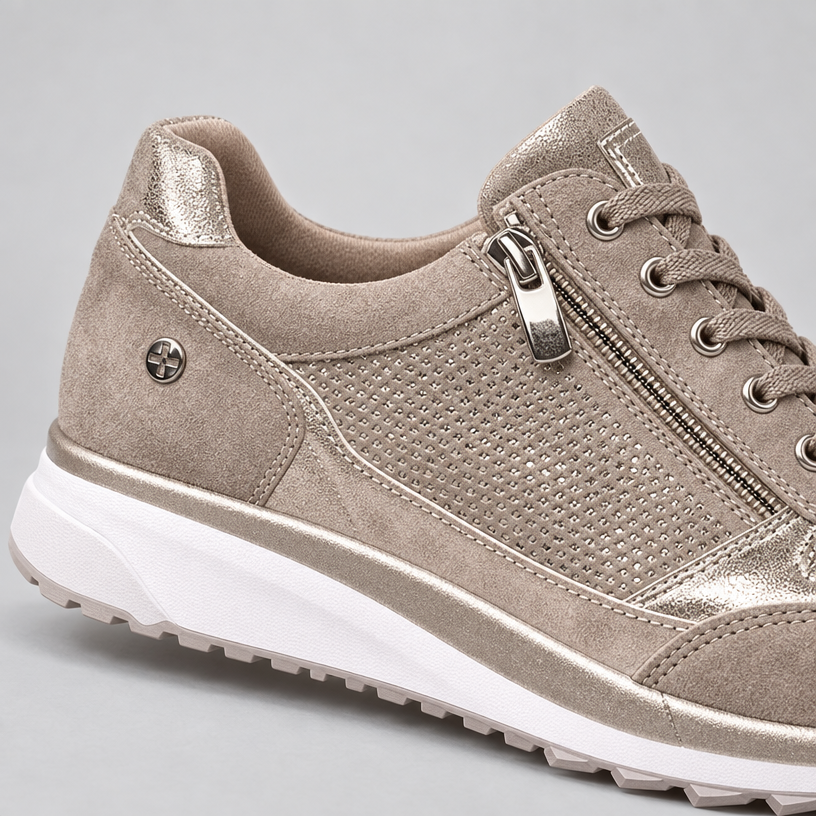 Women's Zip-Up Sneakers — Beige