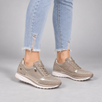 Women's Zip-Up Sneakers — Beige
