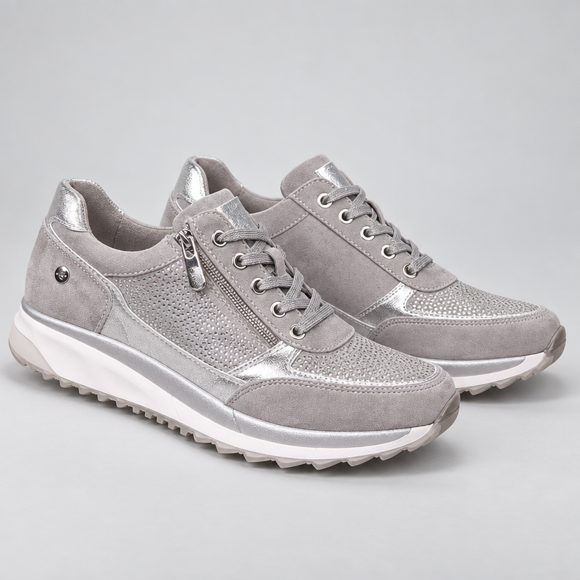 Women's Zip-Up Sneakers — Grey