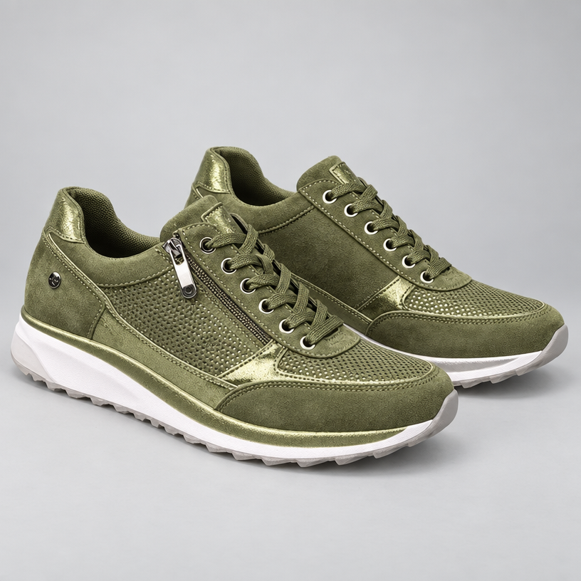 Women's Zip-Up Sneakers — Green