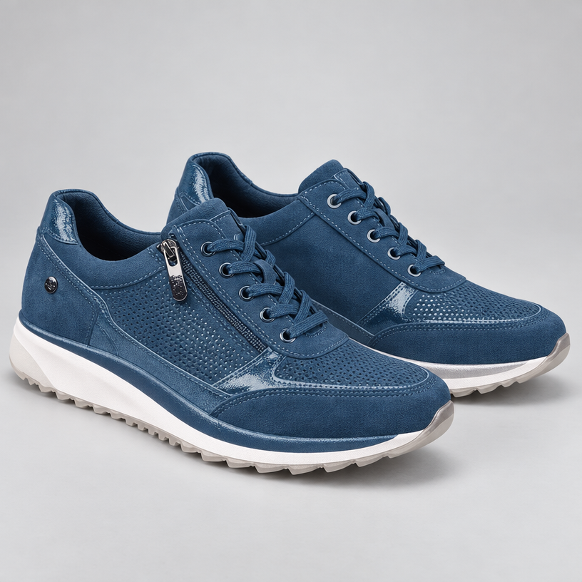 Women's Zip-Up Sneakers — Blue