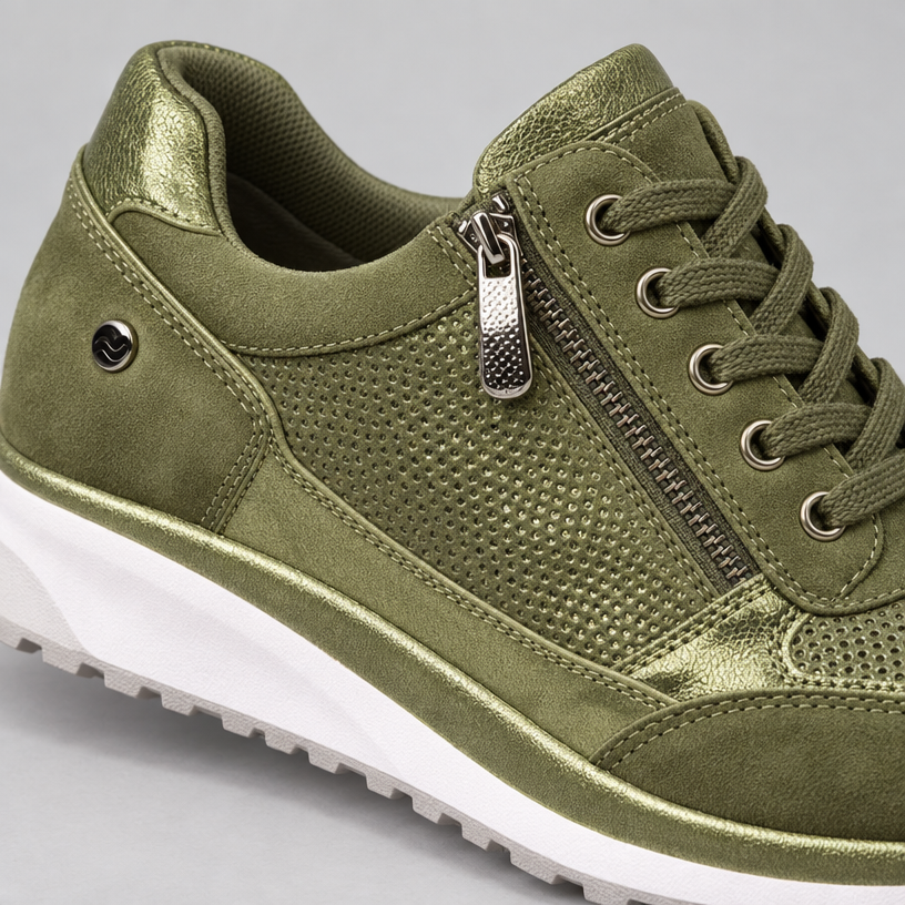 Women's Zip-Up Sneakers — Green