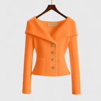 Cardigan – Ribbed Knit Cardigan Sweater with Wide Collar