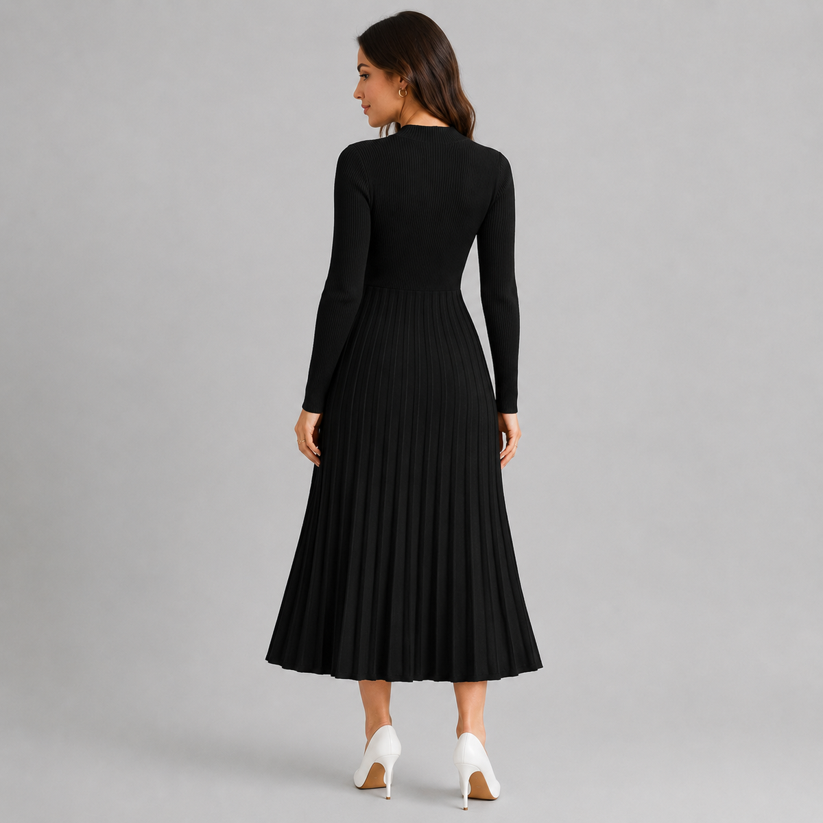 Midi Dress – Women's Knit Bodycon Long Sleeve Dress