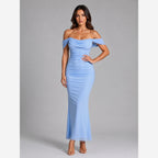 Women's Off-Shoulder Ruched Maxi Dress