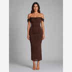 Women's Off-Shoulder Ruched Maxi Dress