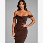 Women's Off-Shoulder Ruched Maxi Dress