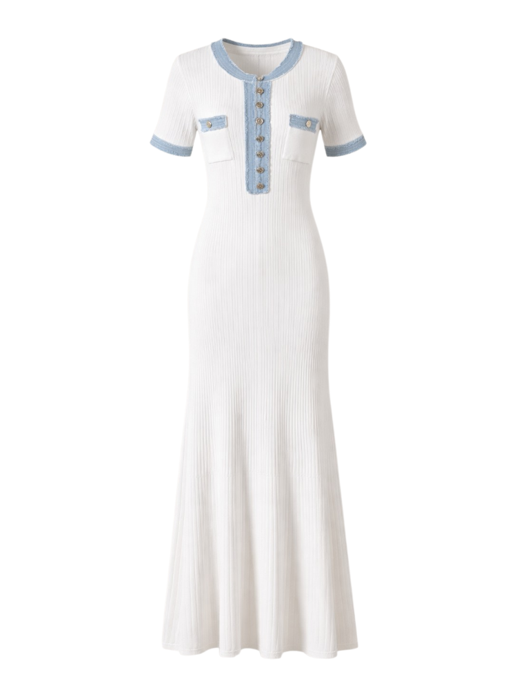 White Knit Maxi Dress – Slim Fit