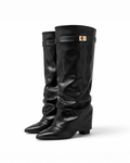 Black Leather Knee-High Boots